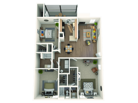 Floor plan for 3 beds, 2 baths, 1432 sqft